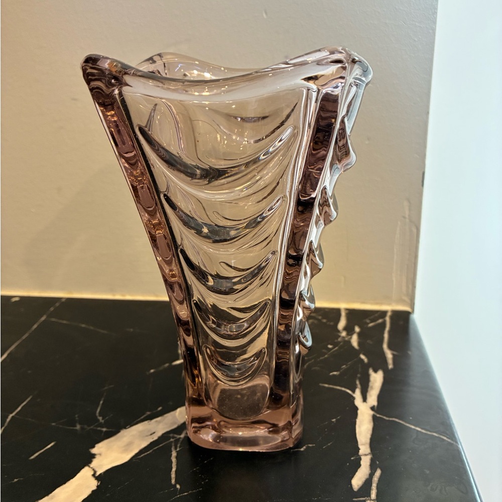 Vintage Czech Art Glass Vase – Amethyst Purple Sculptural Design